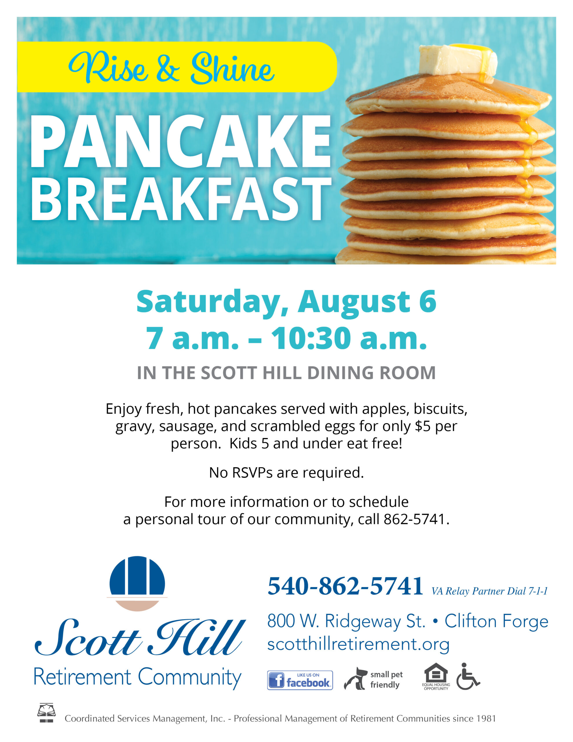 SH 8.6 Pancake Breakfast flyer