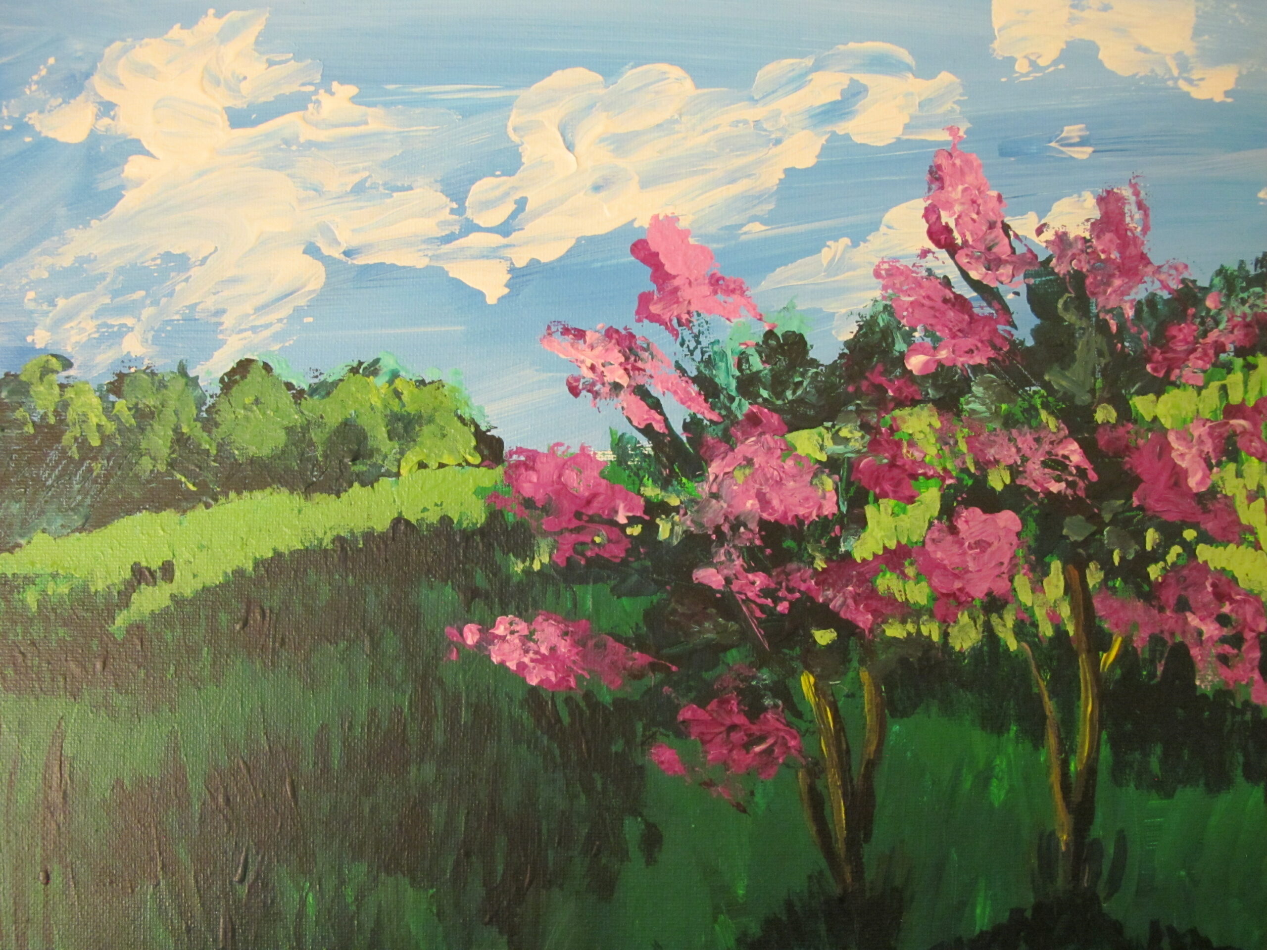 landscape of flowering trees